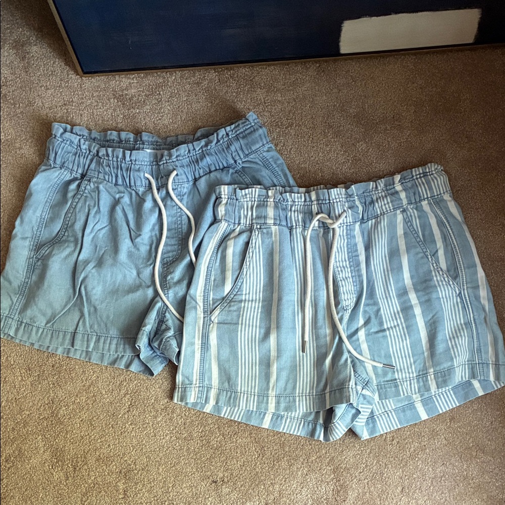 LOFT Blue and Striped Casual Shorts (2) Set